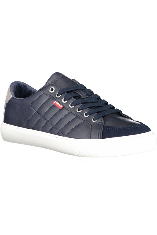 Sleek Blue Sports Sneakers with Logo Detail