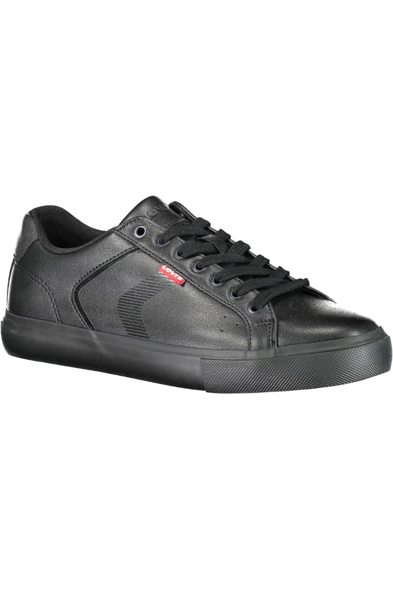 Sleek Black Polyester Sneakers with Logo Detail