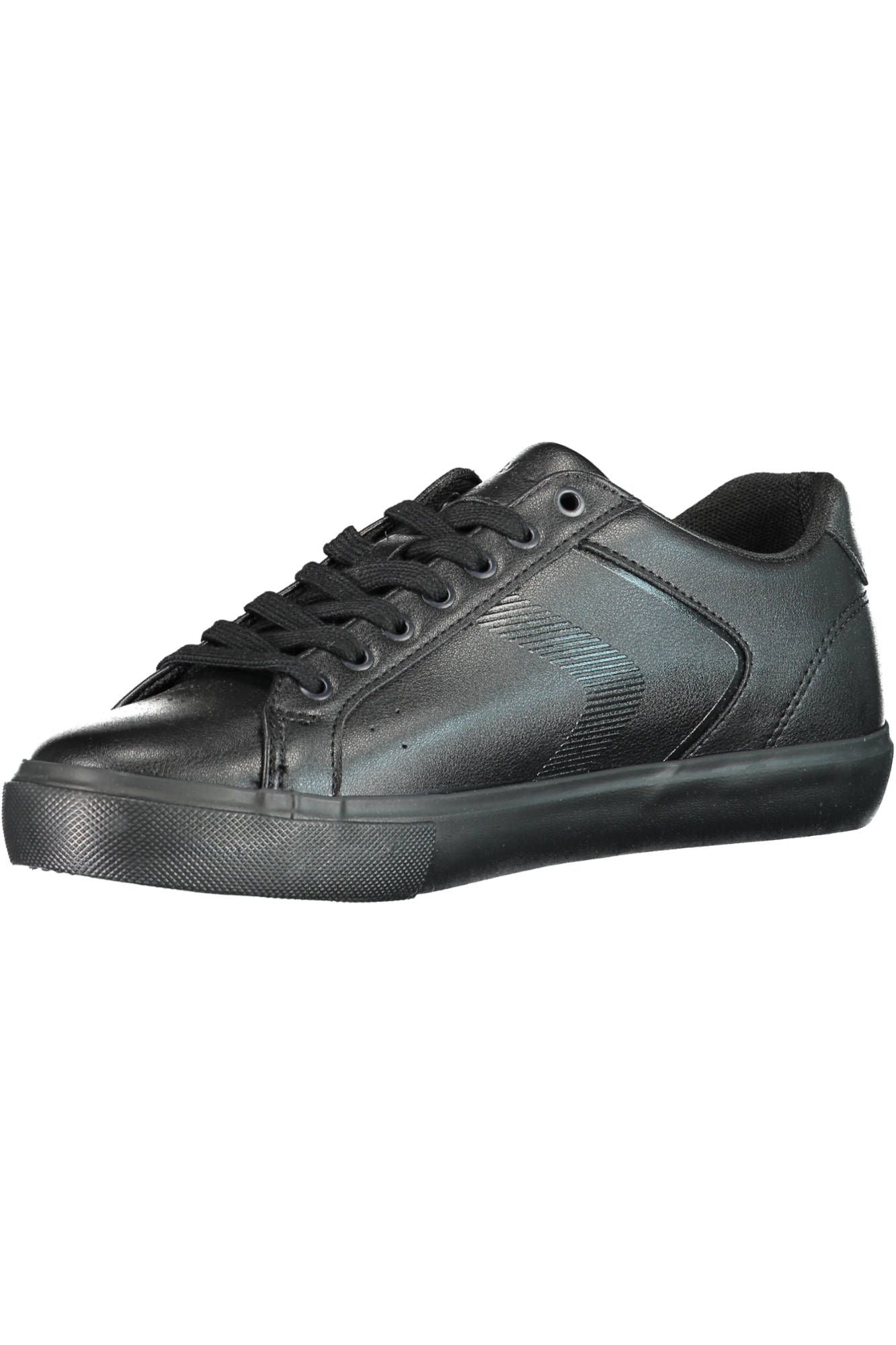 Sleek Black Polyester Sneakers with Logo Detail