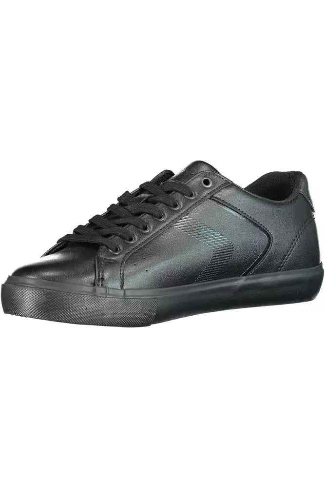 Sleek Black Laced Sports Sneakers