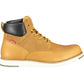 Beige Lace-Up Boots with Contrasting Details