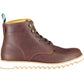 Elevated Brown Ankle Lace-Up Boots with Contrasting Sole