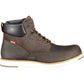 Chic Brown Lace-Up Boots with Logo Detail