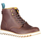 Elevated Brown Ankle Lace-Up Boots with Contrasting Sole