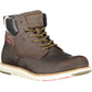 Chic Brown Lace-Up Boots with Logo Detail