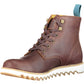 Elevated Brown Ankle Lace-Up Boots with Contrasting Sole