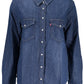 Chic Blue Denim Shirt with Italian Collar