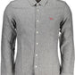 Sleek Gray Italian Collared Slim Shirt