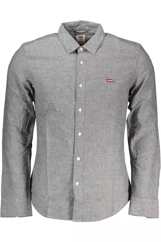 Elegant Slim Fit Gray Shirt with Italian Collar