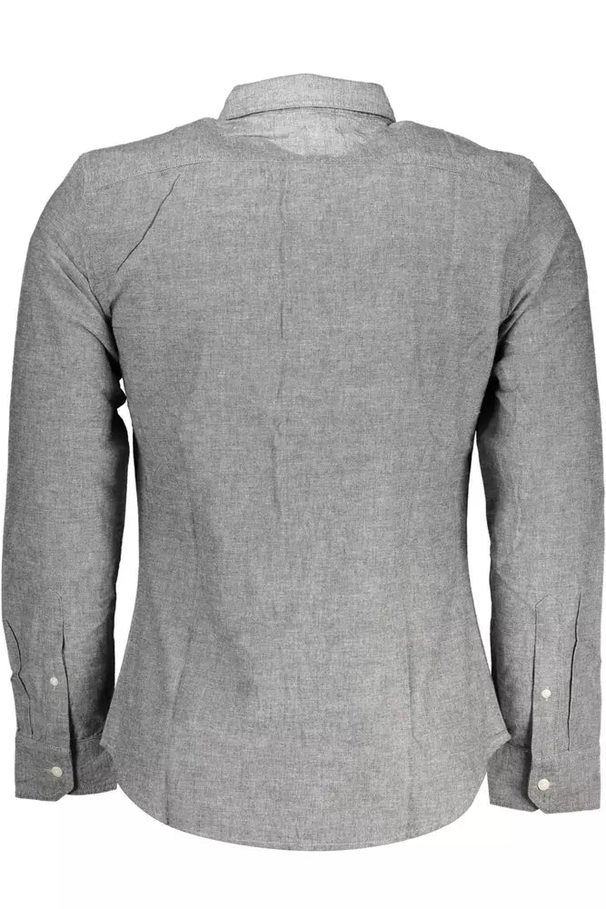 Elegant Slim Fit Gray Shirt with Italian Collar