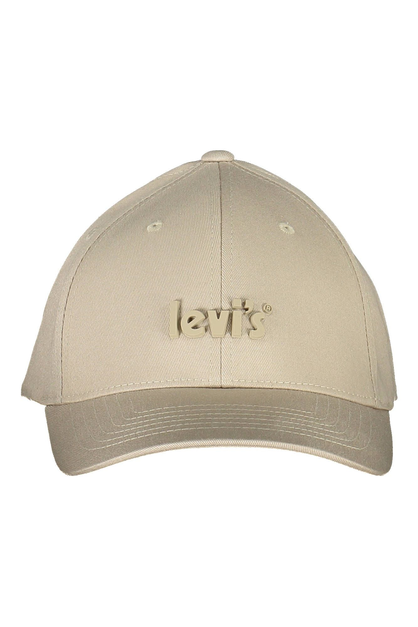 Beige Cotton Cap with Logo Visor