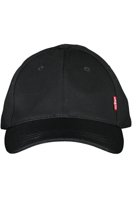 Sleek Black Cotton Cap with Logo Visor