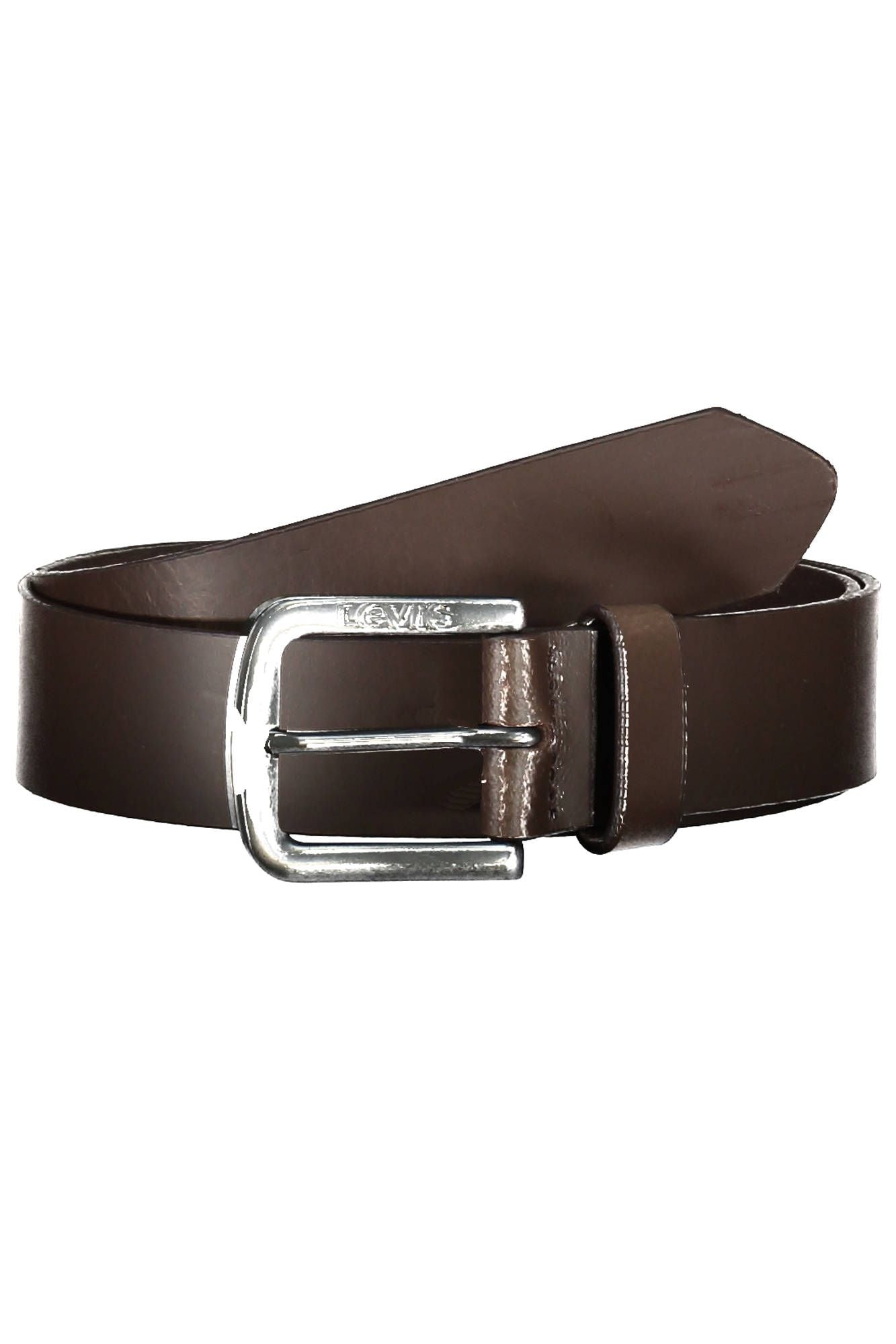 Classic Brown Leather Belt with Metal Buckle