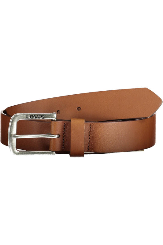 Elegant Brown Leather Belt with Metal Buckle