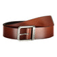 Classic Brown Leather Belt with Metal Buckle