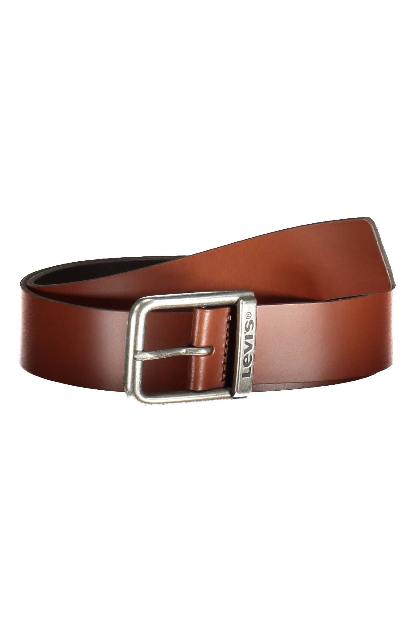 Classic Brown Leather Belt with Metal Buckle