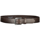 Classic Brown Leather Belt with Metal Buckle