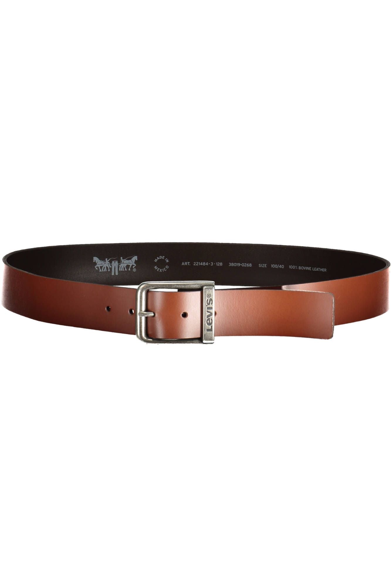 Classic Brown Leather Belt with Metal Buckle