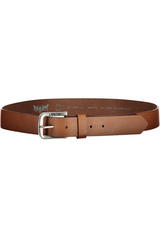 Elegant Brown Leather Belt with Metal Buckle