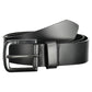 Elegant Black Leather Belt with Metal Buckle