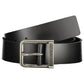 Sleek Black Leather Belt with Metal Buckle