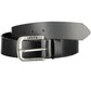 Elegant Black Leather Belt with Metal Buckle