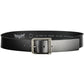 Sleek Black Leather Belt with Metal Buckle