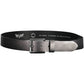 Classic Black Leather Belt with Metal Buckle