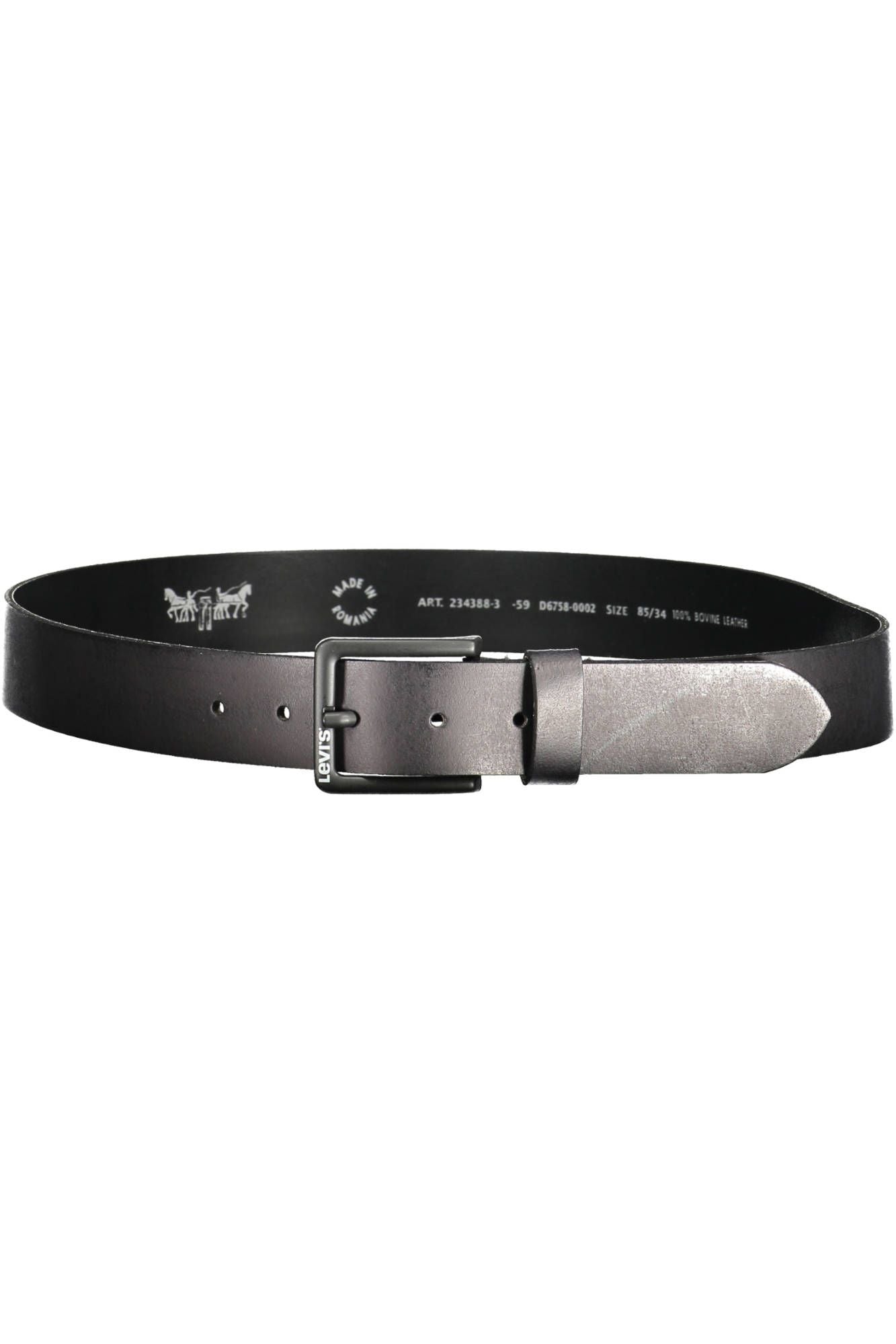 Classic Black Leather Belt with Metal Buckle