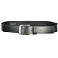 Elegant Black Leather Belt with Metal Buckle