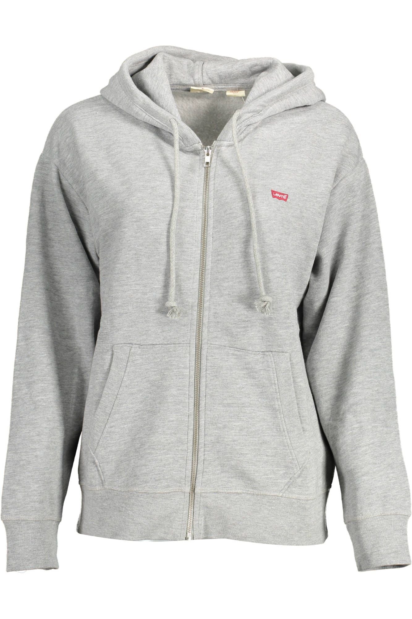 Chic Gray Hooded Sweatshirt with Logo Detail