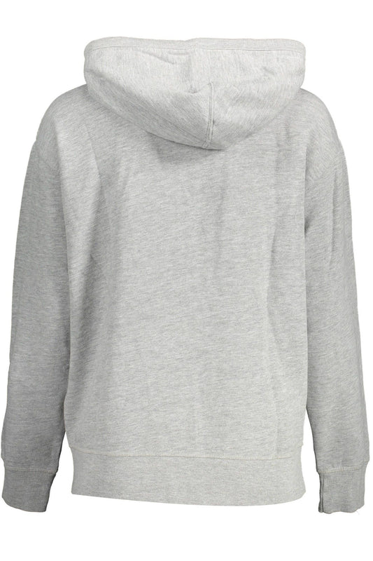 Chic Gray Hooded Sweatshirt with Logo Detail