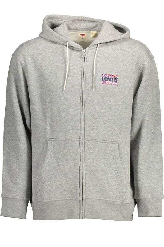 Sleek Gray Hooded Zip Sweatshirt for Men