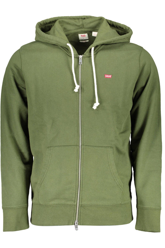 Green Cotton Hooded Sweatshirt with Zip