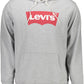Chic Gray Cotton Hooded Sweatshirt with Logo