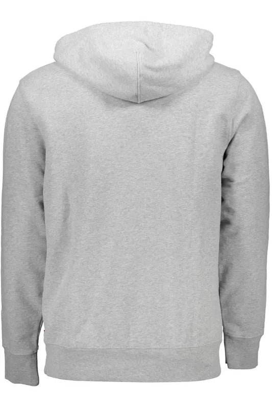 Chic Gray Cotton Hoodie with Logo Print