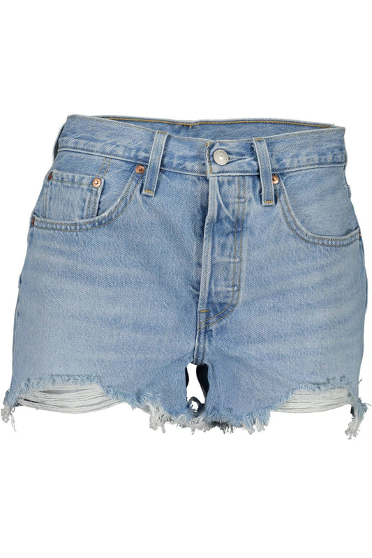 Chic Light Blue Worn Effect Denim Shorts