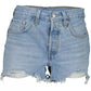 Chic Light Blue Denim Shorts with Worn Effect