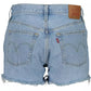 Chic Light Blue Denim Shorts with Worn Effect