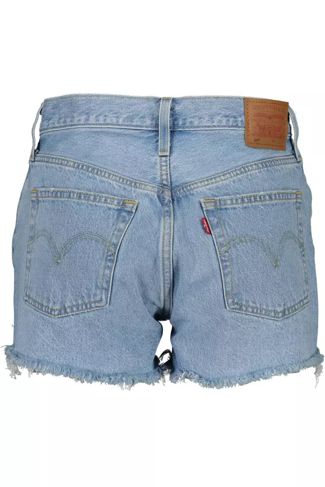 Chic Light Blue Denim Shorts with Worn Effect