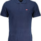 Chic Blue Cotton Polo Shirt with Logo Accent