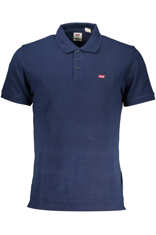 Chic Blue Cotton Polo Shirt with Logo Accent