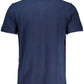 Chic Blue Cotton Polo Shirt with Logo Accent