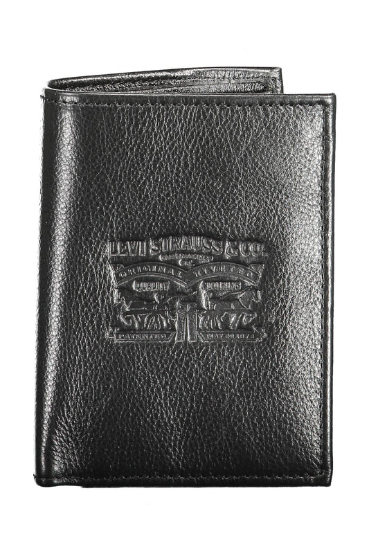 Sleek Black Leather Dual-Compartment Wallet