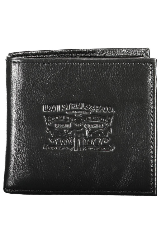 Sleek Black Leather Wallet with Coin Purse