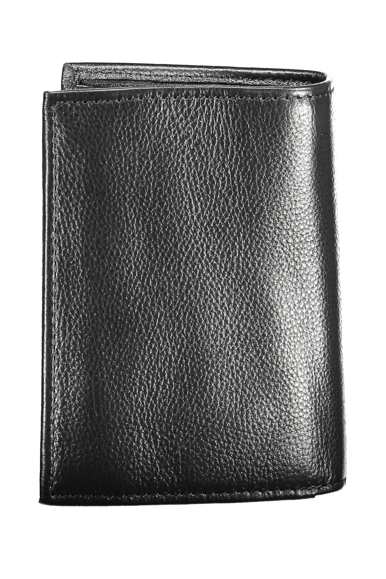 Sleek Black Leather Dual-Compartment Wallet