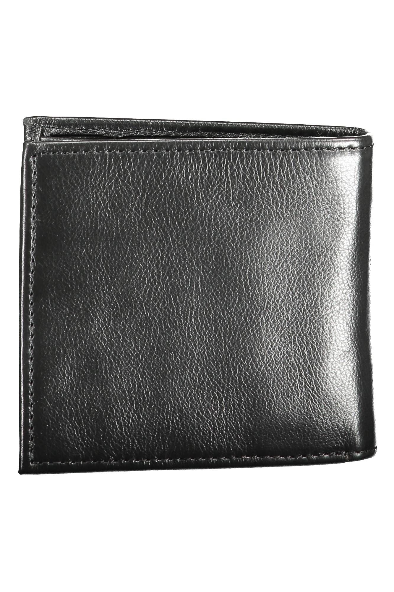 Sleek Black Leather Wallet with Coin Purse