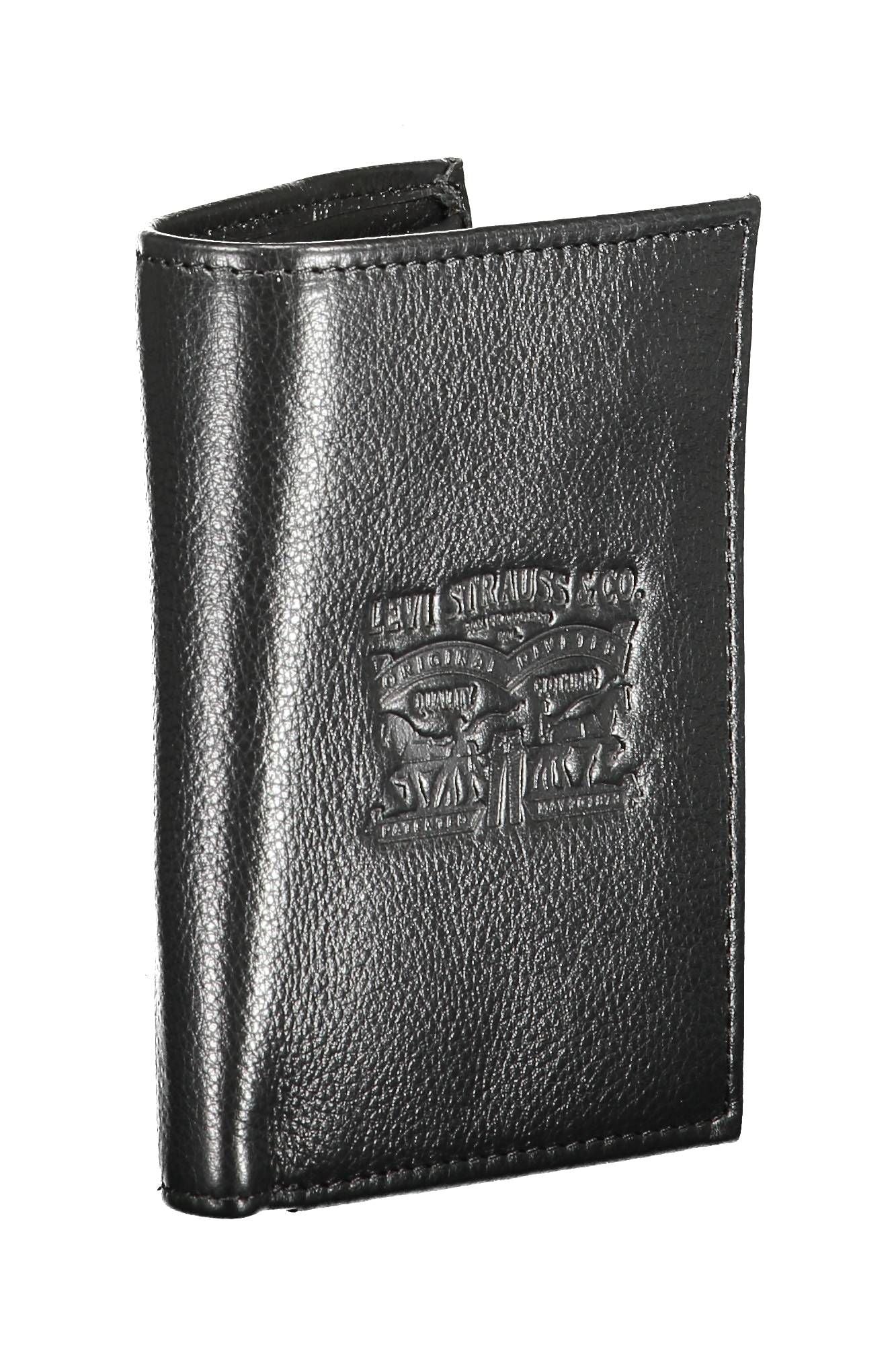 Sleek Black Leather Dual-Compartment Wallet