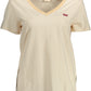 Chic Beige Organic Cotton V-Neck Tee