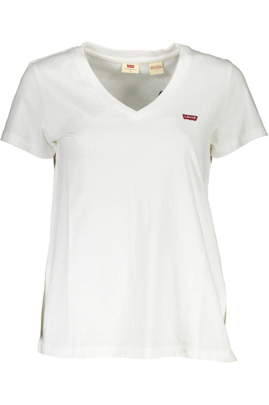 Chic White V-Neck Logo Tee